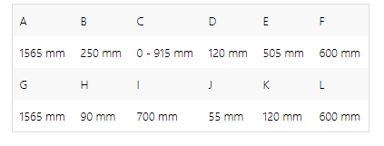 Hidraulična preša 20T GEKO dimenzije - tablica